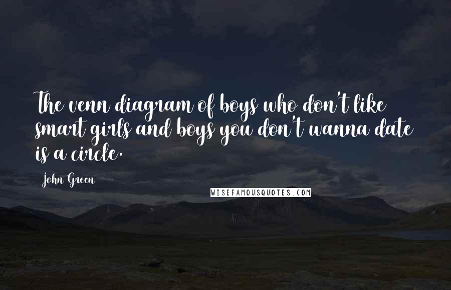 John Green Quotes: The venn diagram of boys who don't like smart girls and boys you don't wanna date is a circle.