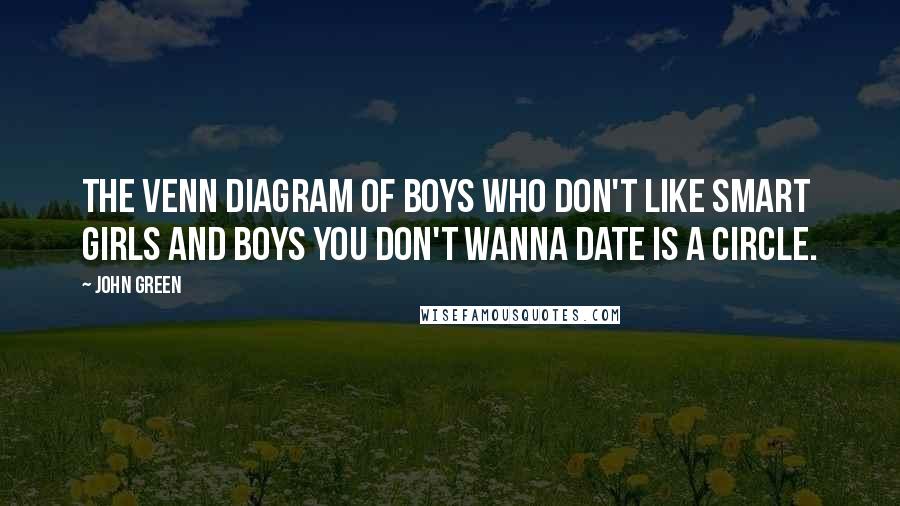 John Green Quotes: The venn diagram of boys who don't like smart girls and boys you don't wanna date is a circle.