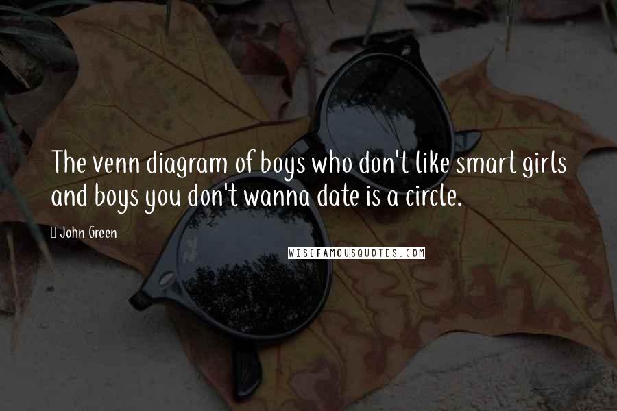 John Green Quotes: The venn diagram of boys who don't like smart girls and boys you don't wanna date is a circle.