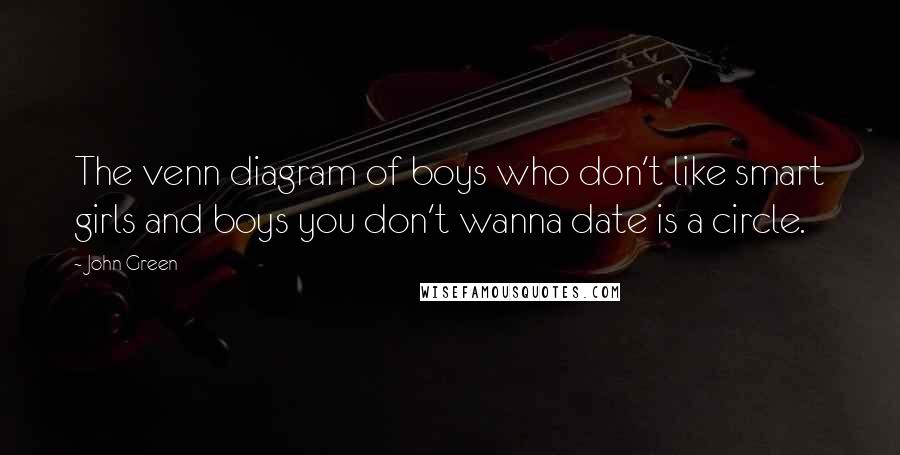 John Green Quotes: The venn diagram of boys who don't like smart girls and boys you don't wanna date is a circle.