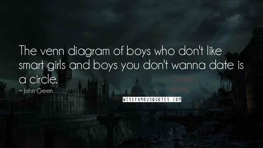 John Green Quotes: The venn diagram of boys who don't like smart girls and boys you don't wanna date is a circle.