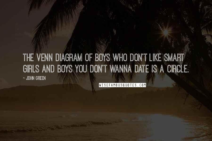 John Green Quotes: The venn diagram of boys who don't like smart girls and boys you don't wanna date is a circle.