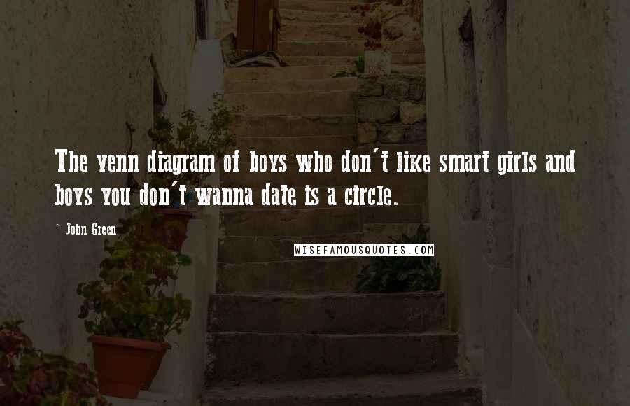 John Green Quotes: The venn diagram of boys who don't like smart girls and boys you don't wanna date is a circle.