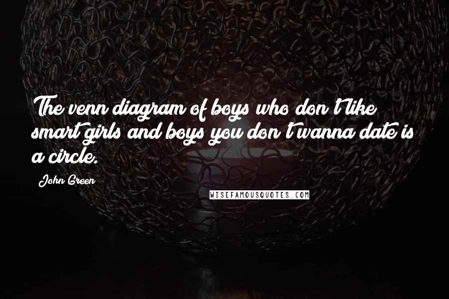 John Green Quotes: The venn diagram of boys who don't like smart girls and boys you don't wanna date is a circle.