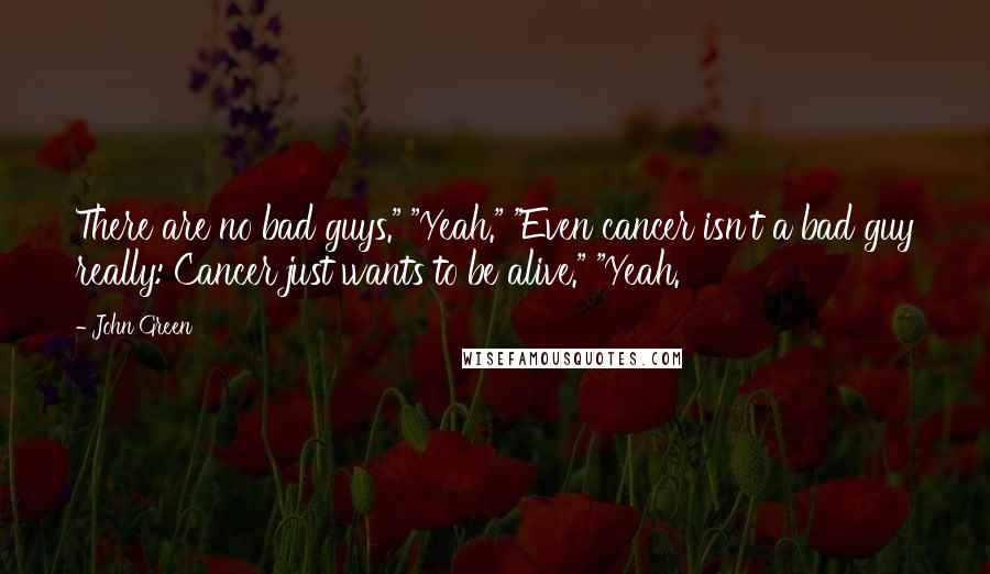John Green Quotes: There are no bad guys." "Yeah." "Even cancer isn't a bad guy really: Cancer just wants to be alive." "Yeah.
