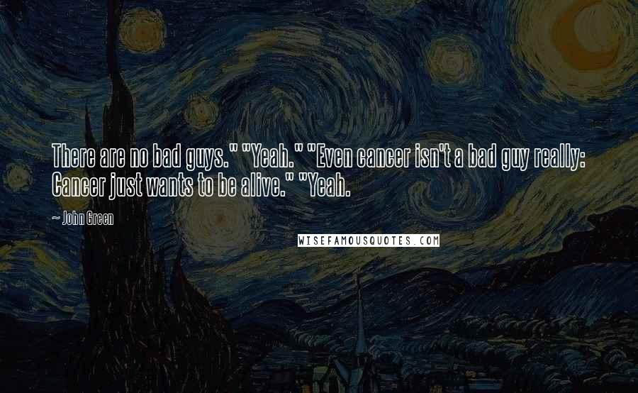 John Green Quotes: There are no bad guys." "Yeah." "Even cancer isn't a bad guy really: Cancer just wants to be alive." "Yeah.