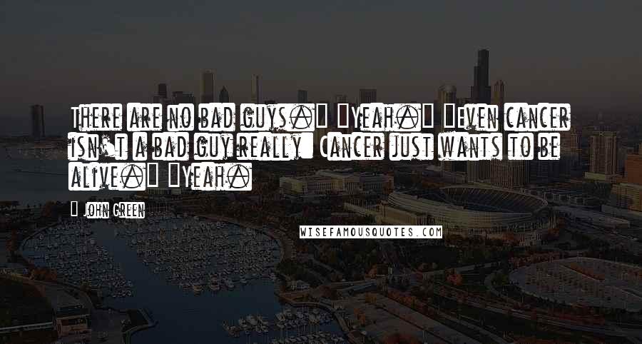 John Green Quotes: There are no bad guys." "Yeah." "Even cancer isn't a bad guy really: Cancer just wants to be alive." "Yeah.