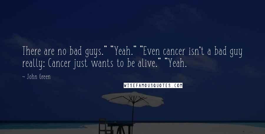 John Green Quotes: There are no bad guys." "Yeah." "Even cancer isn't a bad guy really: Cancer just wants to be alive." "Yeah.
