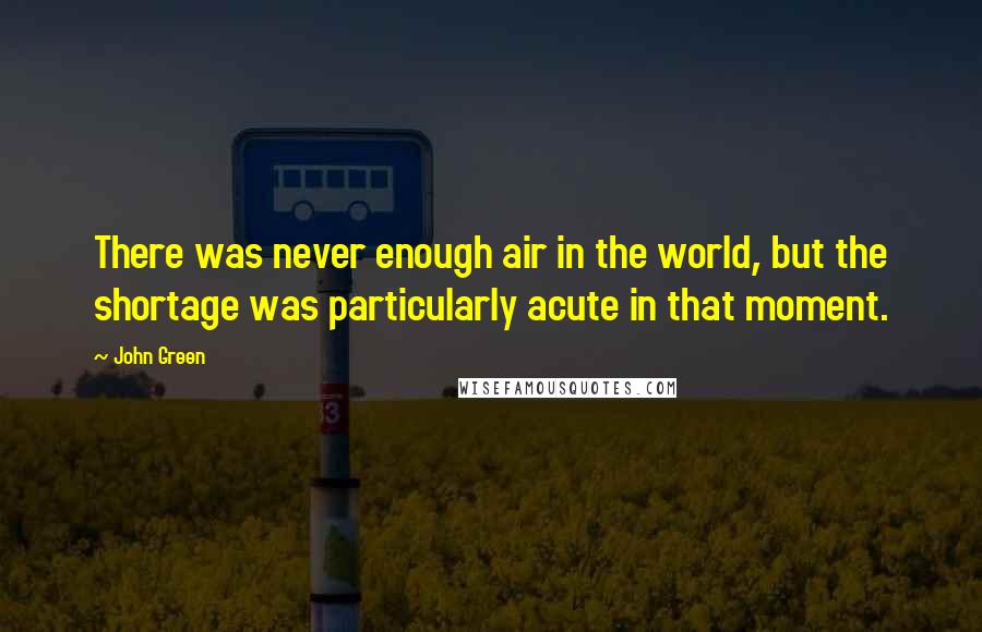 John Green Quotes: There was never enough air in the world, but the shortage was particularly acute in that moment.