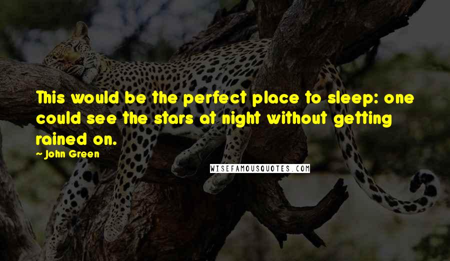 John Green Quotes: This would be the perfect place to sleep: one could see the stars at night without getting rained on.