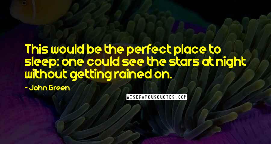 John Green Quotes: This would be the perfect place to sleep: one could see the stars at night without getting rained on.