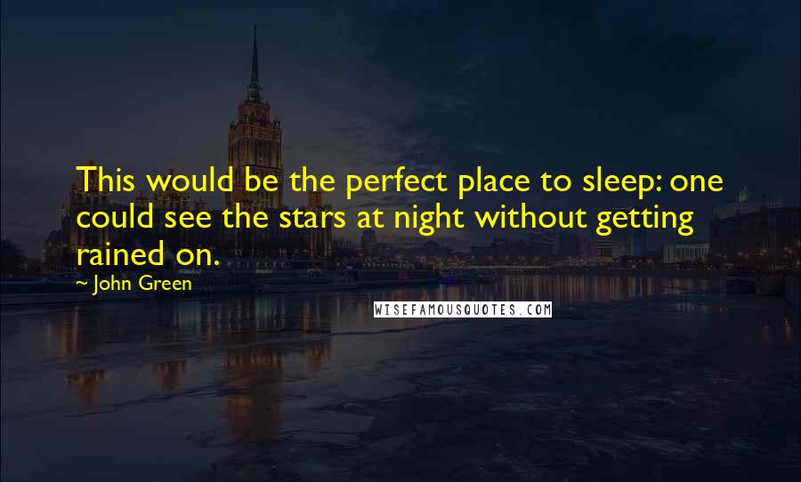 John Green Quotes: This would be the perfect place to sleep: one could see the stars at night without getting rained on.