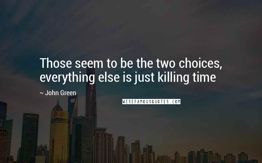 John Green Quotes: Those seem to be the two choices, everything else is just killing time