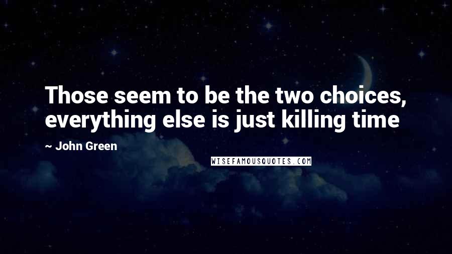 John Green Quotes: Those seem to be the two choices, everything else is just killing time