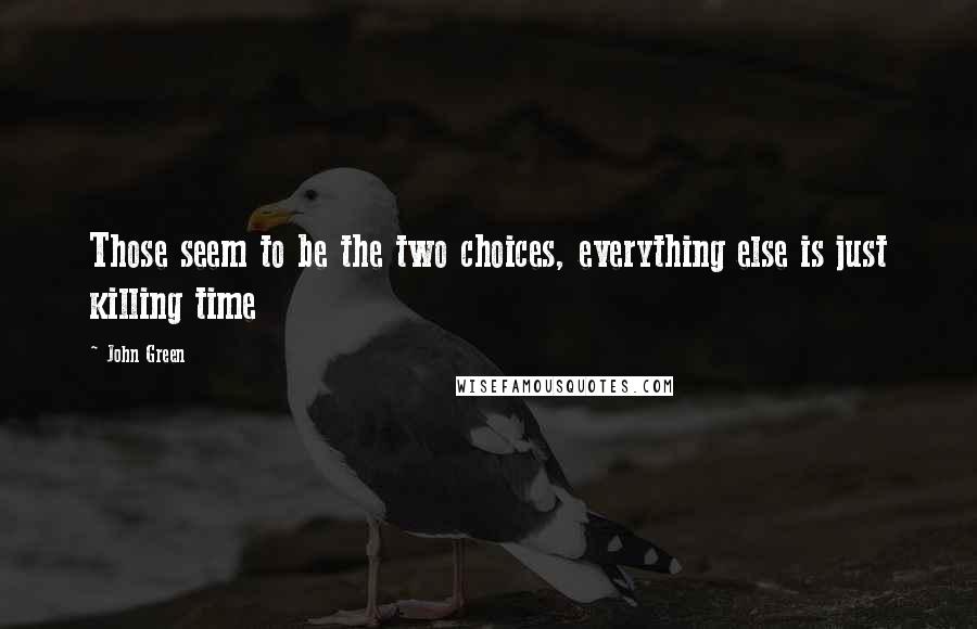 John Green Quotes: Those seem to be the two choices, everything else is just killing time