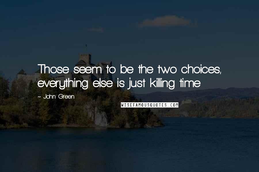 John Green Quotes: Those seem to be the two choices, everything else is just killing time