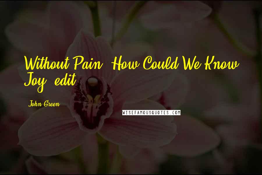 John Green Quotes: Without Pain, How Could We Know Joy? edit