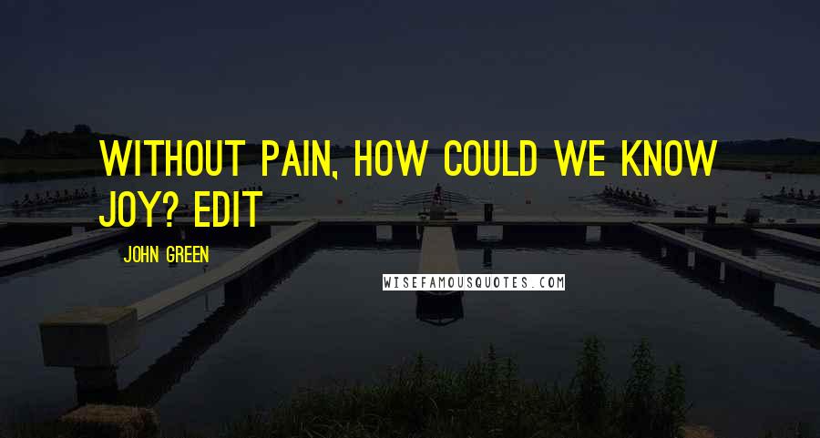 John Green Quotes: Without Pain, How Could We Know Joy? edit