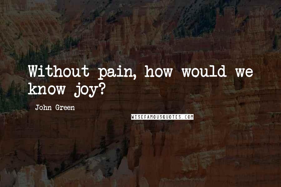 John Green Quotes: Without pain, how would we know joy?