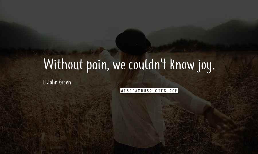 John Green Quotes: Without pain, we couldn't know joy.