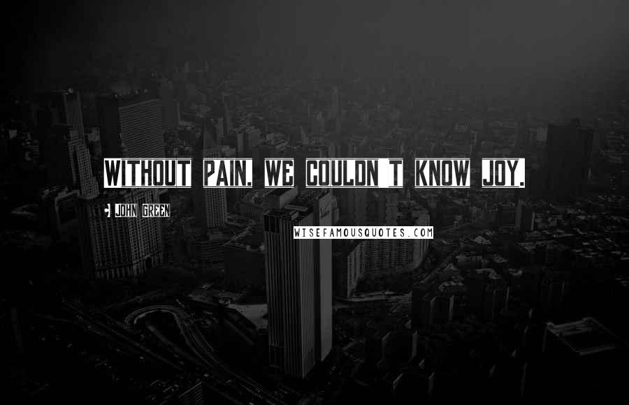 John Green Quotes: Without pain, we couldn't know joy.