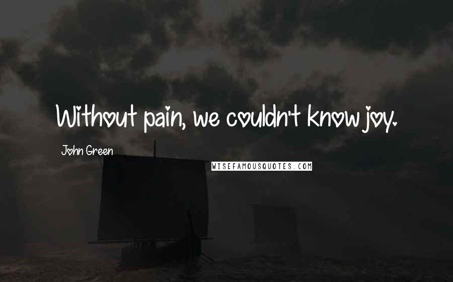 John Green Quotes: Without pain, we couldn't know joy.