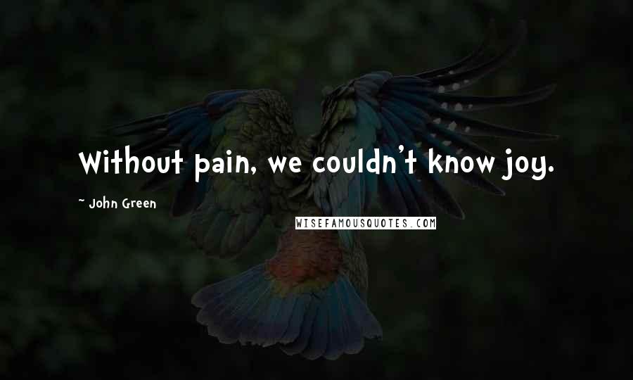 John Green Quotes: Without pain, we couldn't know joy.