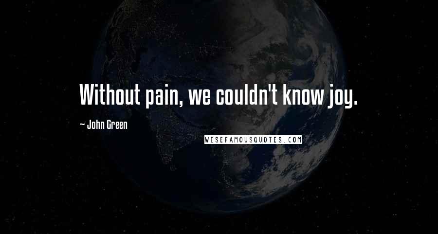 John Green Quotes: Without pain, we couldn't know joy.