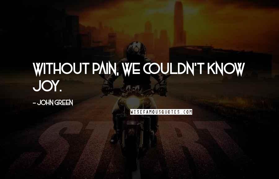 John Green Quotes: Without pain, we couldn't know joy.