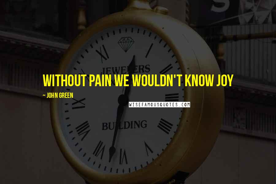 John Green Quotes: Without pain we wouldn't know joy