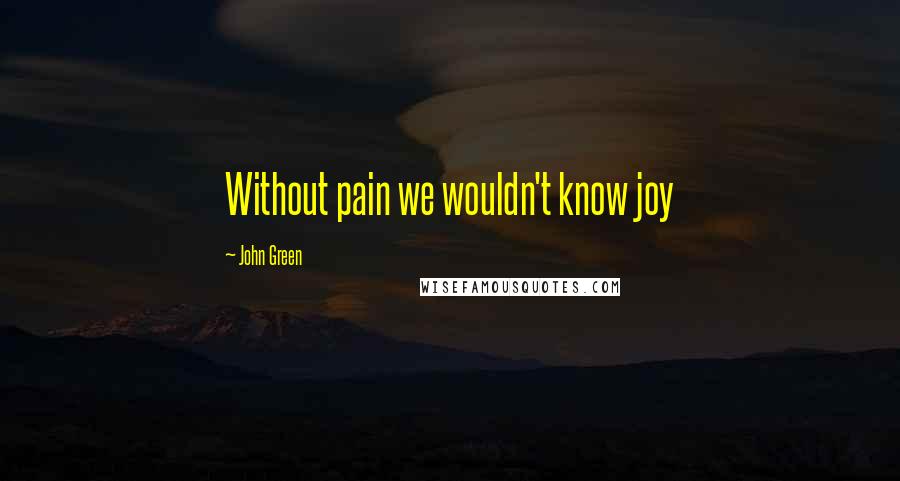 John Green Quotes: Without pain we wouldn't know joy