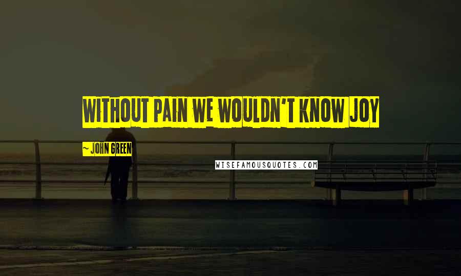 John Green Quotes: Without pain we wouldn't know joy