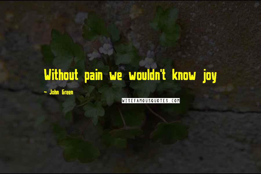 John Green Quotes: Without pain we wouldn't know joy