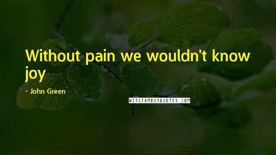 John Green Quotes: Without pain we wouldn't know joy