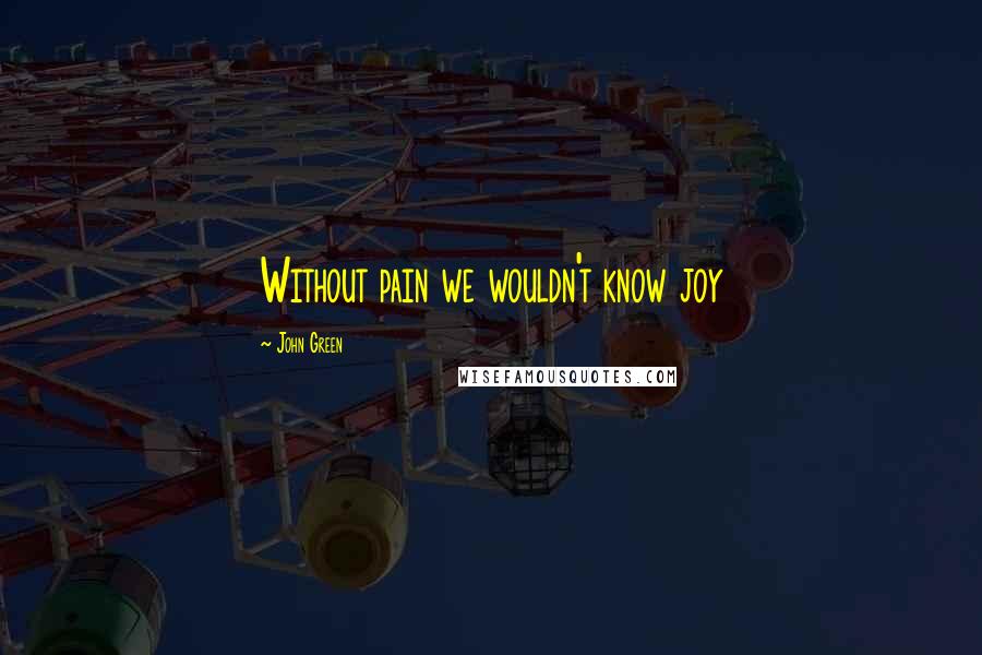 John Green Quotes: Without pain we wouldn't know joy