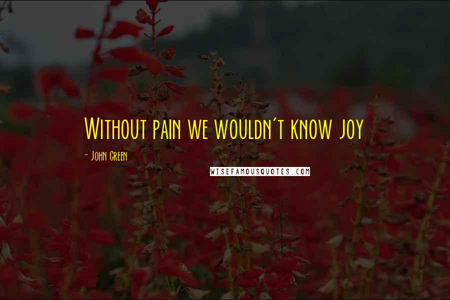 John Green Quotes: Without pain we wouldn't know joy