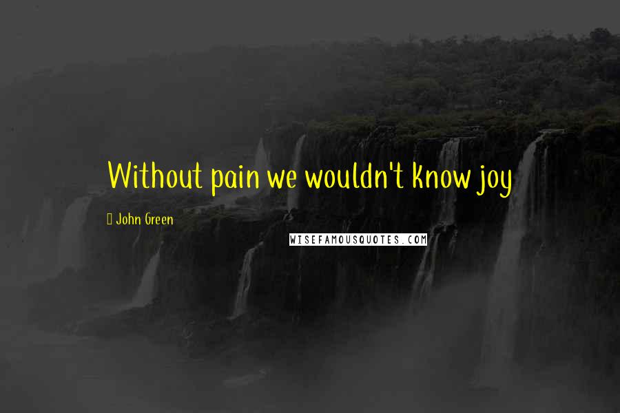 John Green Quotes: Without pain we wouldn't know joy