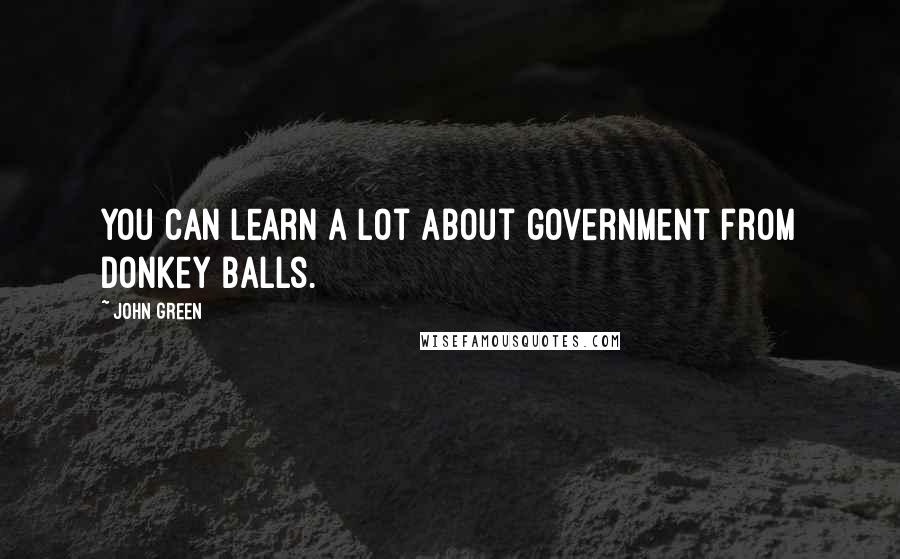 John Green Quotes: You can learn a lot about government from donkey balls.