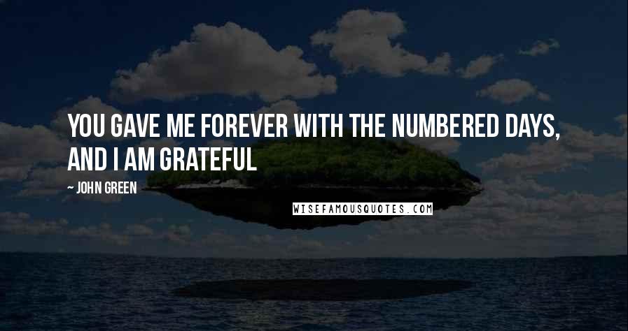 John Green Quotes: You gave me Forever with the numbered days, and I am grateful