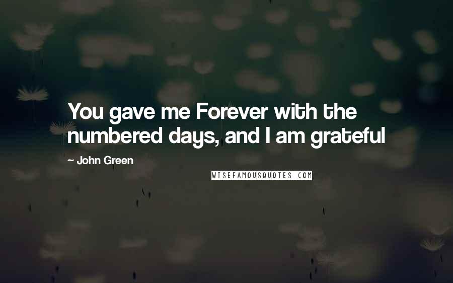 John Green Quotes: You gave me Forever with the numbered days, and I am grateful