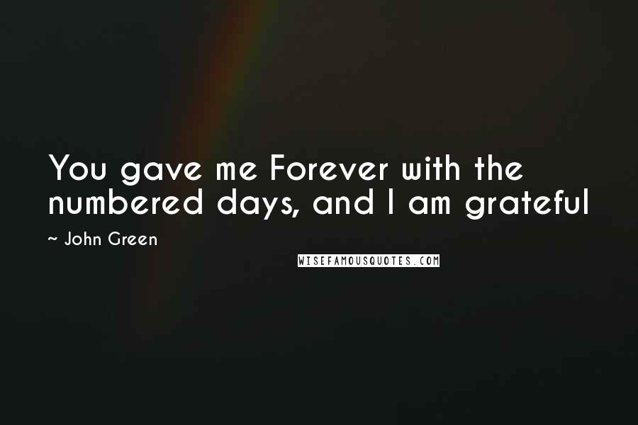 John Green Quotes: You gave me Forever with the numbered days, and I am grateful