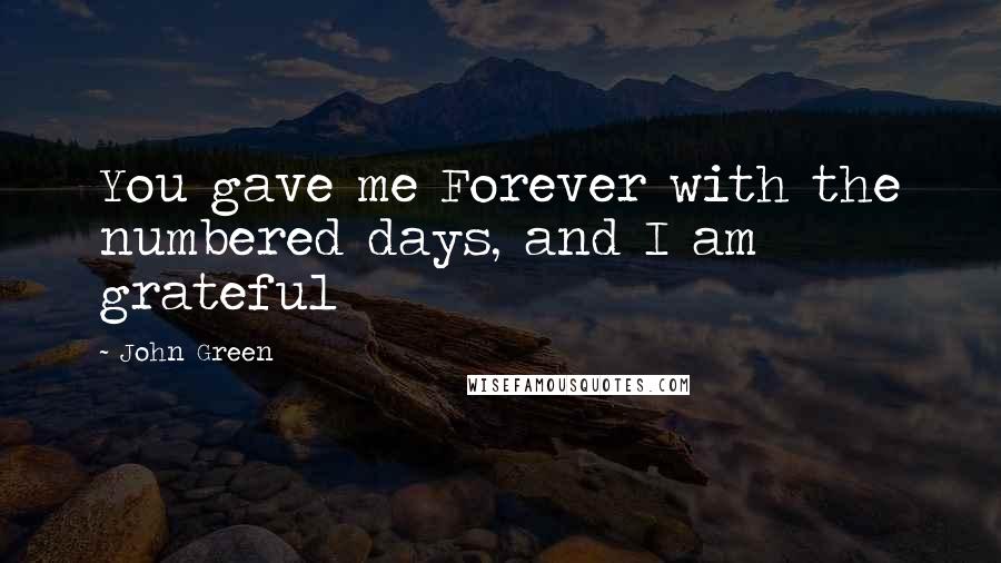 John Green Quotes: You gave me Forever with the numbered days, and I am grateful