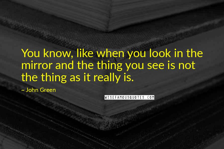 John Green Quotes: You know, like when you look in the mirror and the thing you see is not the thing as it really is.