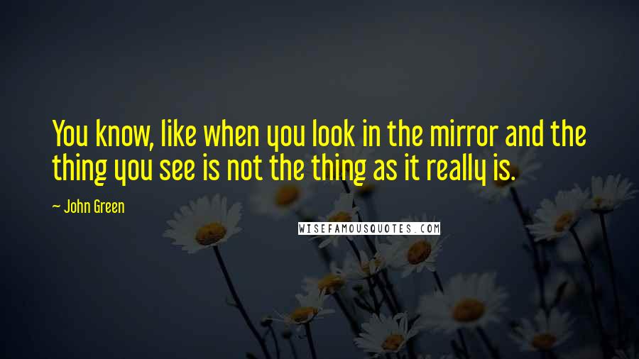 John Green Quotes: You know, like when you look in the mirror and the thing you see is not the thing as it really is.