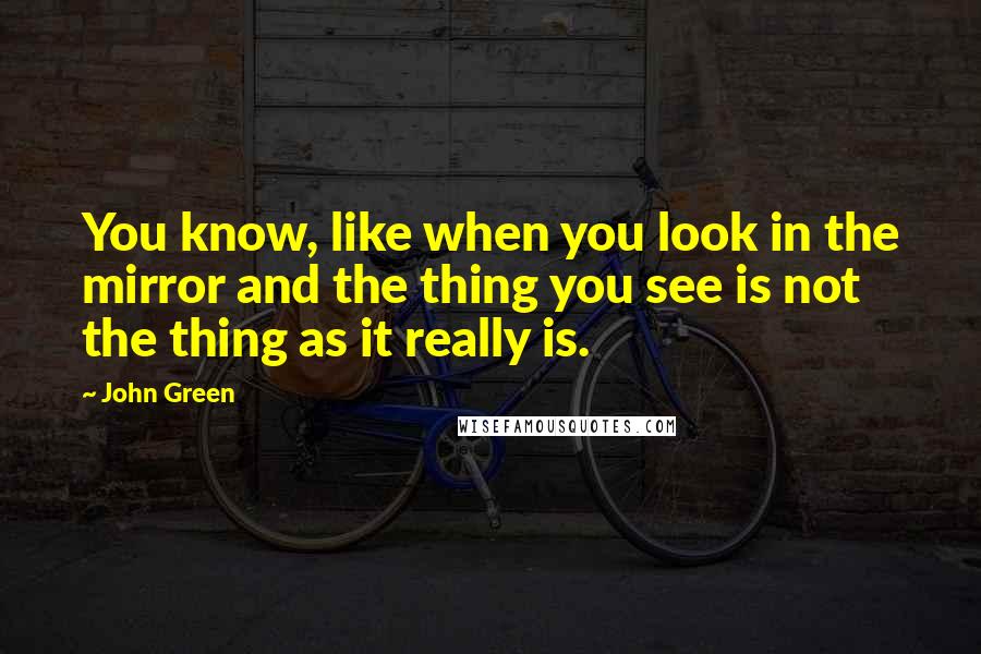 John Green Quotes: You know, like when you look in the mirror and the thing you see is not the thing as it really is.