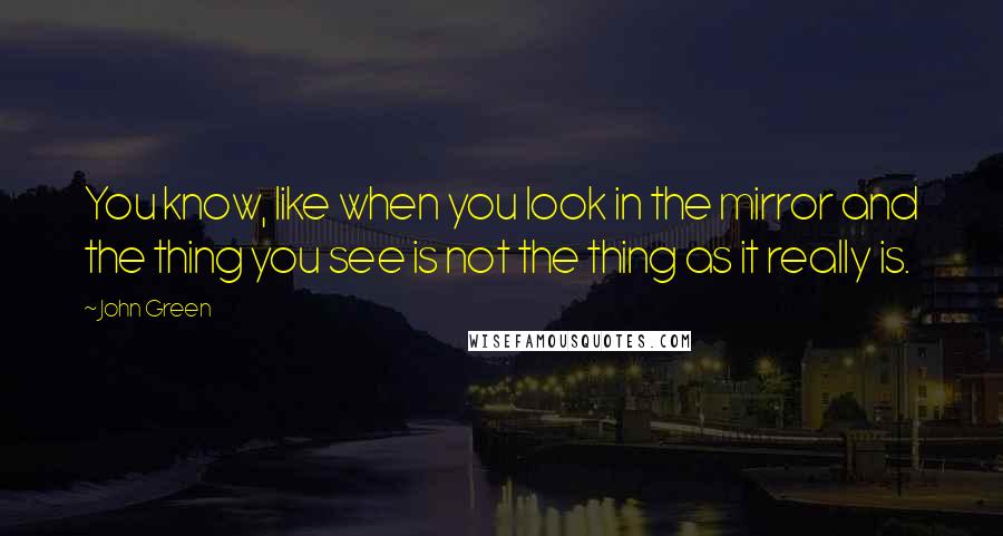 John Green Quotes: You know, like when you look in the mirror and the thing you see is not the thing as it really is.