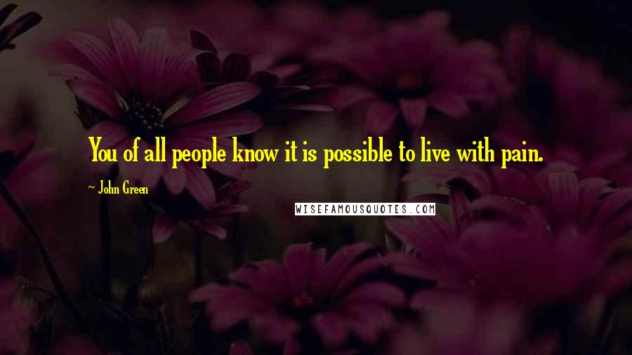 John Green Quotes: You of all people know it is possible to live with pain.