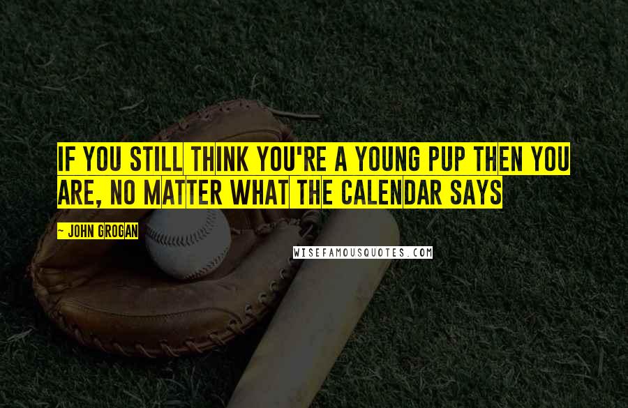 John Grogan Quotes: If you still think you're a young pup then you are, no matter what the calendar says