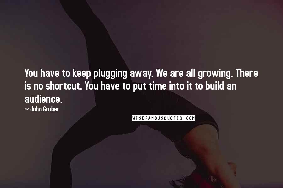 John Gruber Quotes: You have to keep plugging away. We are all growing. There is no shortcut. You have to put time into it to build an audience.