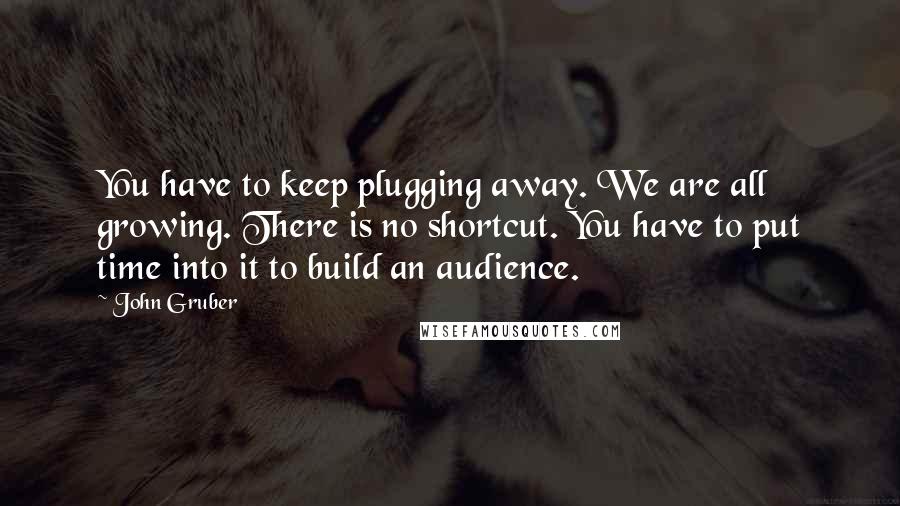 John Gruber Quotes: You have to keep plugging away. We are all growing. There is no shortcut. You have to put time into it to build an audience.